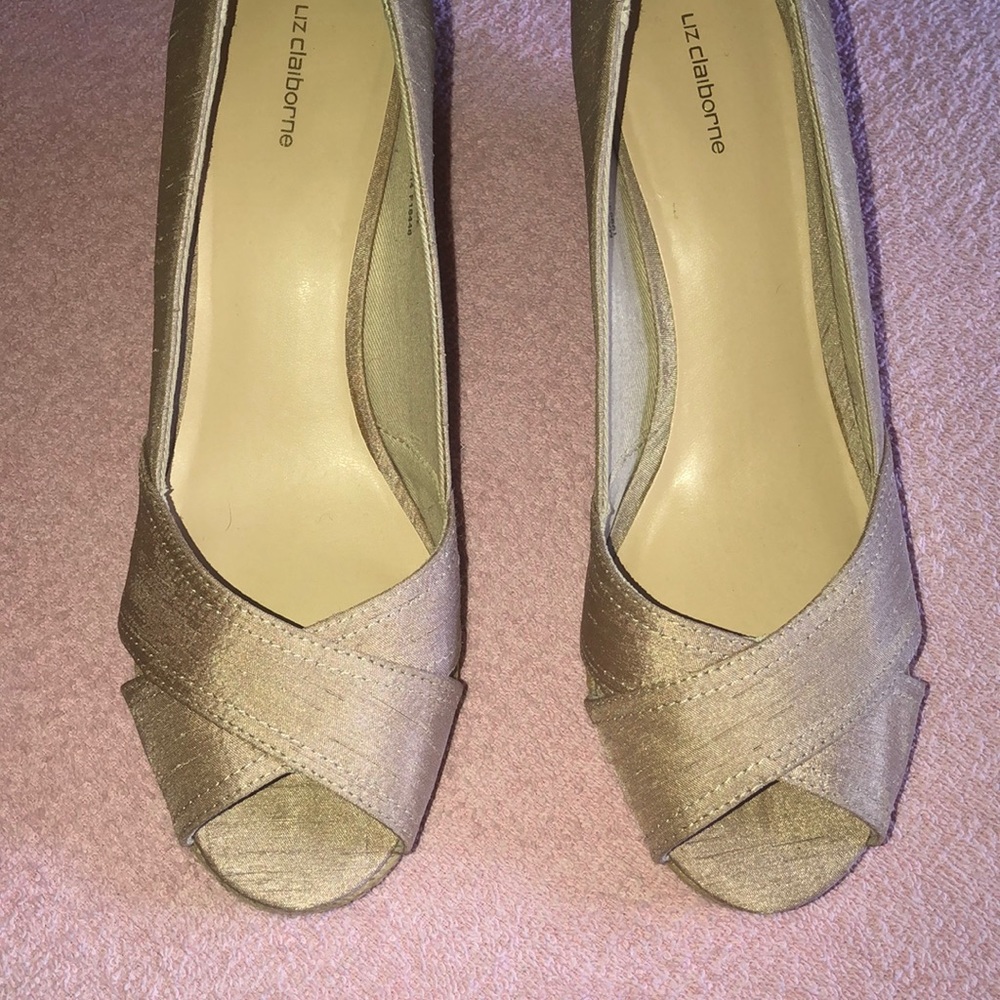 🔴 Liz Claiborne wedge shoes natural Beige # X - Picture 3 of 8